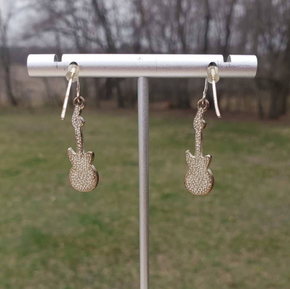 Red Guitar Earrings - Picture 3 of 4